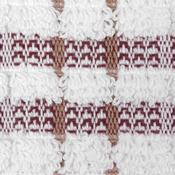 Ritz Royale Collection 100% Combed Terry Cotton, Highly Absorbent, Oversized Checked Kitchen Towel Set, 28" x 18", 2-Pack, Mocha Brown
