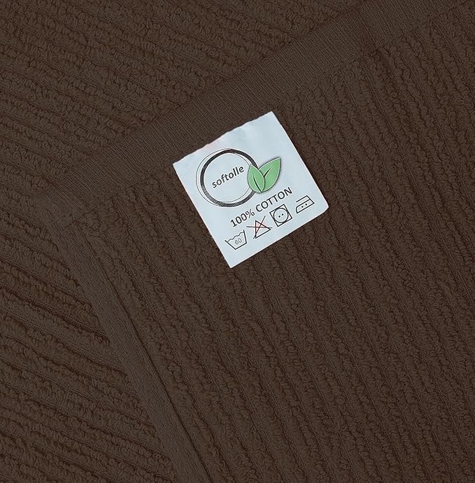 Softolle Bar Mop Towels, Pack of 12-16x19 Inches - 100% Cotton Super Absorbent Towels, Multi-Purpose for Home and Bar Cleaning (Brown)
