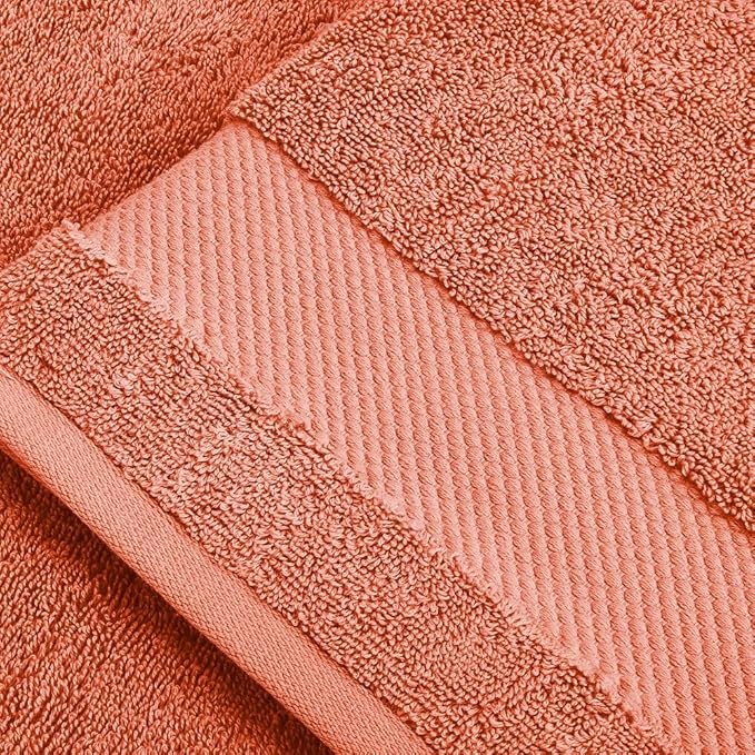 BIOWEAVES 100% Organic Cotton 700 GSM Luxury Bath Towels for Bathroom 30" x 58" GOTS Certified - Burnt Orange, Pack of 2