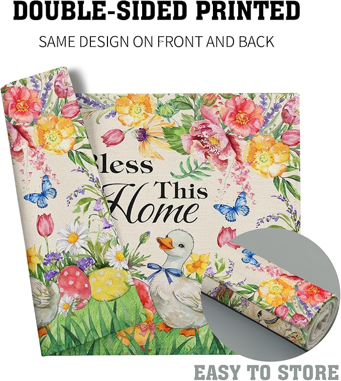 Easter Farmhouse Placemats Set Season Floral Faith Christian Place Mats Animals Kitchen Dining Table Decor 12 X 18 in