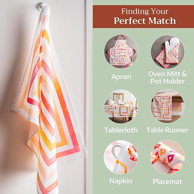 Maison d' Hermine Kitchen Towels Set of 3 100% Cotton 27.50" x 20" Reusable Cloth Tea Dish Towels Absorbent with Hanging Loop for Kitchen Gifts for Mothers Day Spring/Summer (Summer Maze)