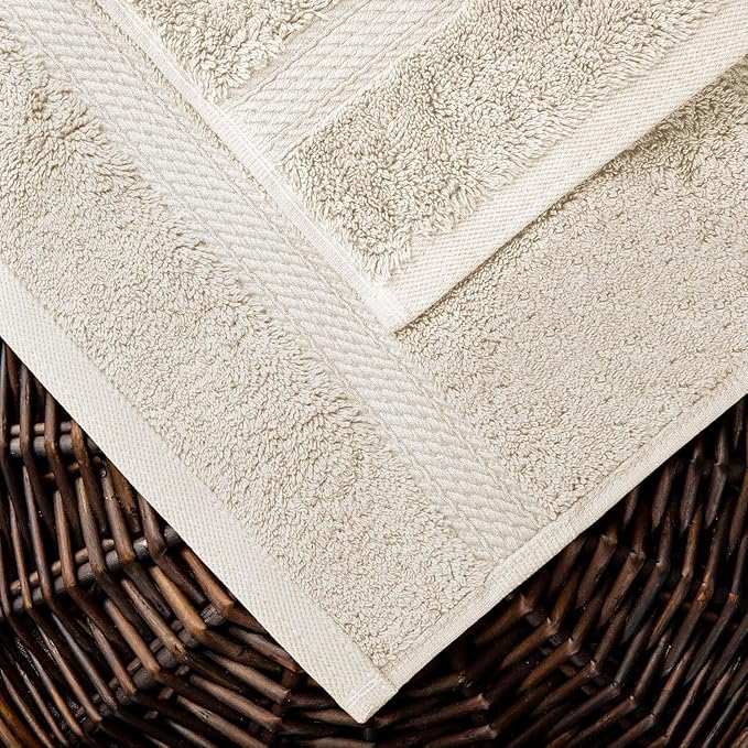 SUPERIOR Egyptian Cotton Pile 10 Piece Towel Set, Includes 2 Bath, 4 Hand, 4 Face Towels/Washcloths, Ultra Soft Luxury Towels, Thick Plush Essentials, Guest Bath, Spa, Hotel Bathroom, Cream