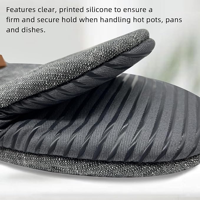 Mini Oven Mitts 1 Pair, Silicone Short Oven Mitts Heat Resistant up to 500°F, Non-Slip Grip Surfaces and Hanging Loop Gloves for Kitchen Cooking Baking Barbecue (Gray)