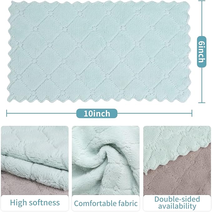 GADIEDIE 10 Pack Kitchen Dish Cloths Dish Towels,Super Absorbent Coral Fleece Cloth,Premium Dishcloths,Nonstick Oil Washable Fast Drying Dish Rags,Reusable Cloth forTable Chair Dish Glass