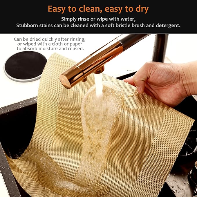 Placemats Set of 6 Washable&Wipeable Place mats for Dining Table Kitchen Indoor Outdoor Table Mats Heat Resistant Non Slip Woven Vinyl Table Placemats (Gold，6PCS)