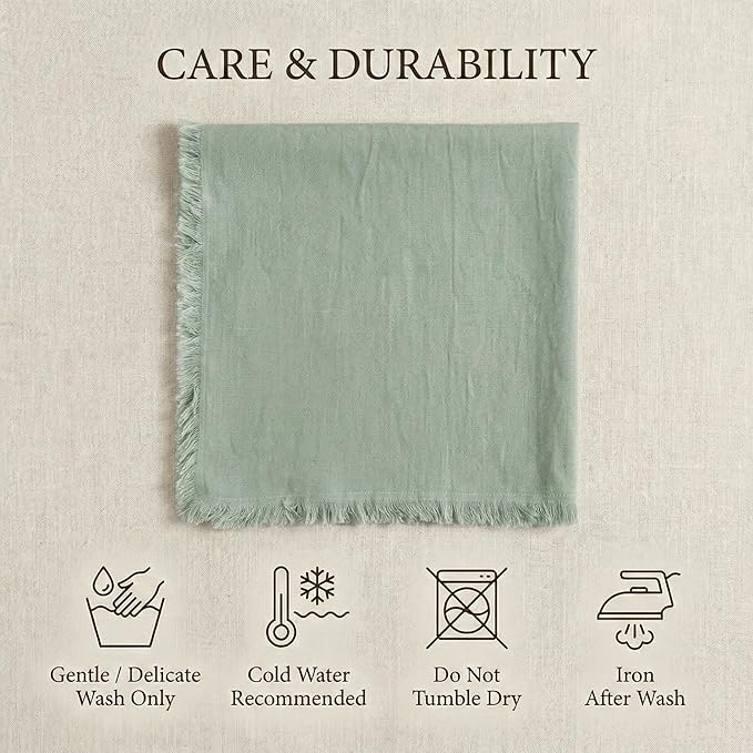 ACCENTHOME Teal Cotton Linen Napkin Set of 12 18x18 inch Dinner Napkins - Washable Soft Premium Hotel Quality Reusable Hemmed Edges Napkins Perfect Table Linens for Family Dinners, Weddings