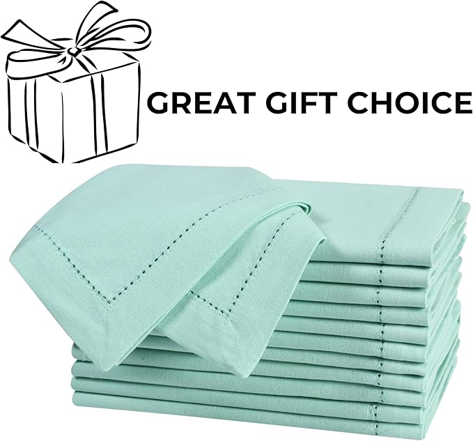 Bedding Craft Cotton Cloth Dinner Napkins Set of 12 – 18x18 Bird Egg Gray Hemstitched – Machine Washable Fabric Napkins for Weddings, Thanksgiving, Christmas & Daily Dining
