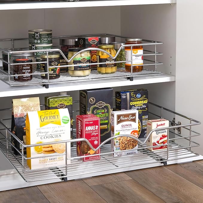 HOLDN’ STORAGE Pull Out Cabinet Organizer, Slide Out Drawer for Kitchen Cabinets & Pantry, Roll Out Shelf for Pots, Pans & Under Sink Storage, Heavy-Duty Full-Extension, 30" W x 21" D x 5" H