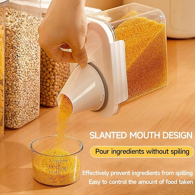 Cereal Container and Rice Storage Dispenser-Airtight Food Storage Organizers BPA-free Plastic Kitchen Pantry Storage Containers food-grade PET material Suitable for rice, grains