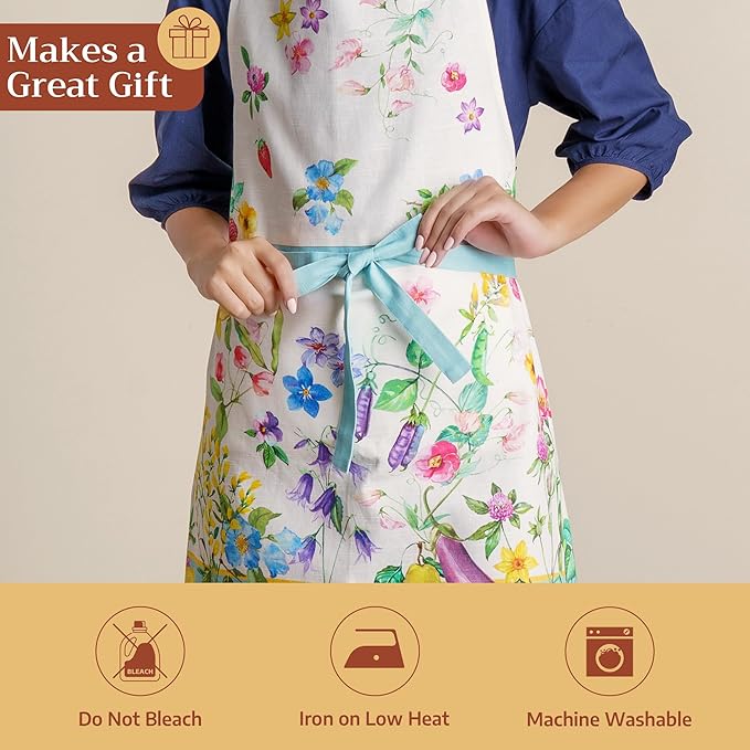 Maison d' Hermine 100% Cotton Apron for women with Pocket Kitchen Chef Apron for Men Cooking Mothers Day Gifts