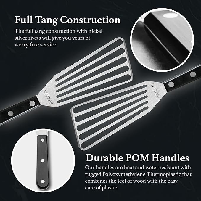 Lamson 3" x 6" Chef's Slotted Turner with Ultra Durable Handle - Left Hand