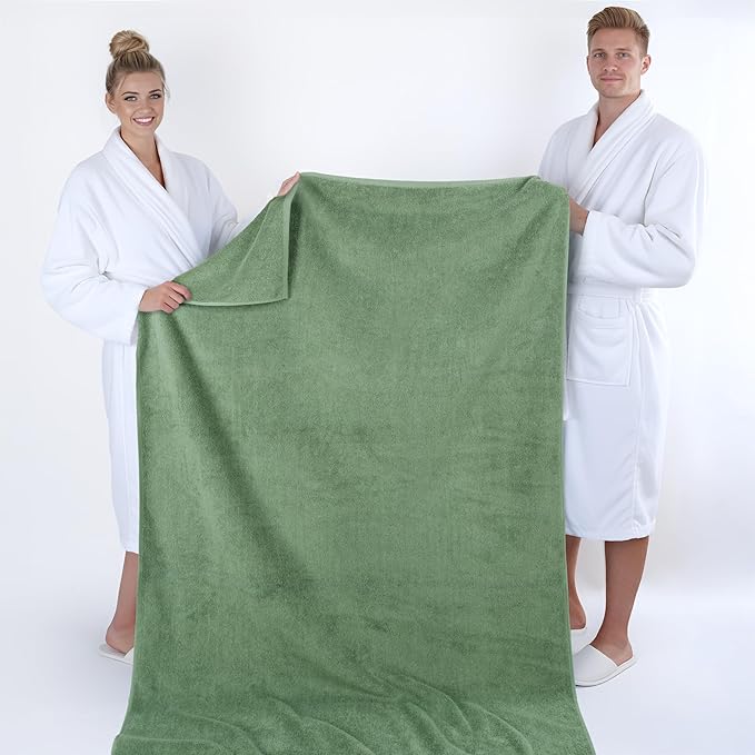 American Soft Linen 100% Cotton 600 GSM Turkish 40x80 Oversized Bath Towel Sheet, Extra Large Adult Towels for Bathroom, Sage Green