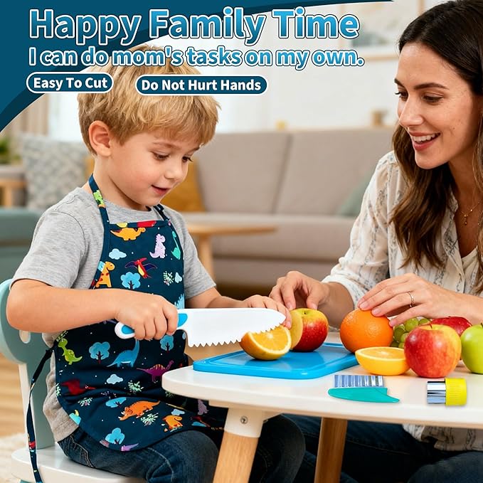 Kids Cooking and Baking Chef Set, Apron Chef Hat Accessories Complete Cooking Set, Dress Up Pretend Play Career Role Play Costume Toys Thanksgiving for Boys Girls