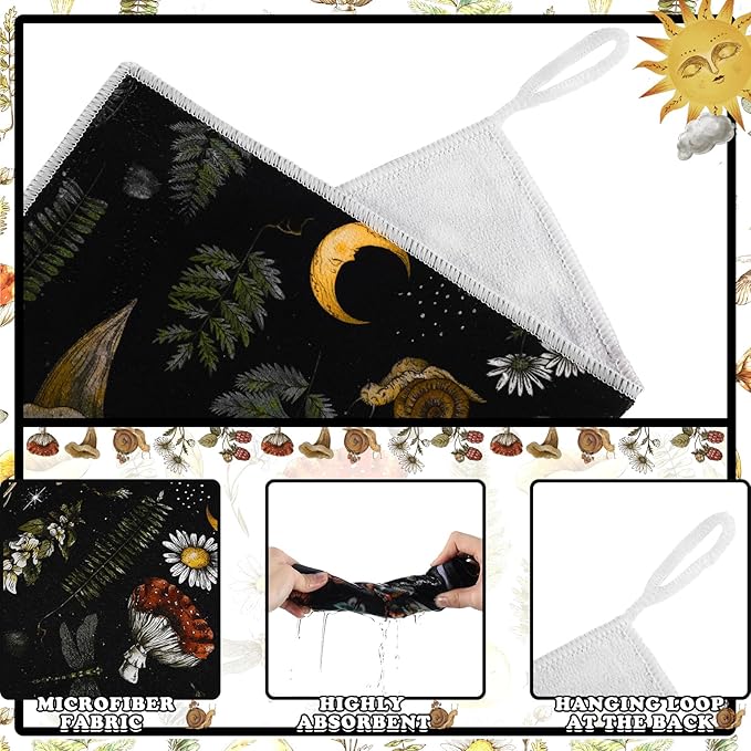 Bencailor 6 Pcs Retro Kitchen Towels 15.7 x 23.6 Inch Farmhouse Vintage Hand Towels Decorative Absorbent Dish Cloth for Bathroom Decor for Cooking Baking Cleaning(Retro Color,Boho)