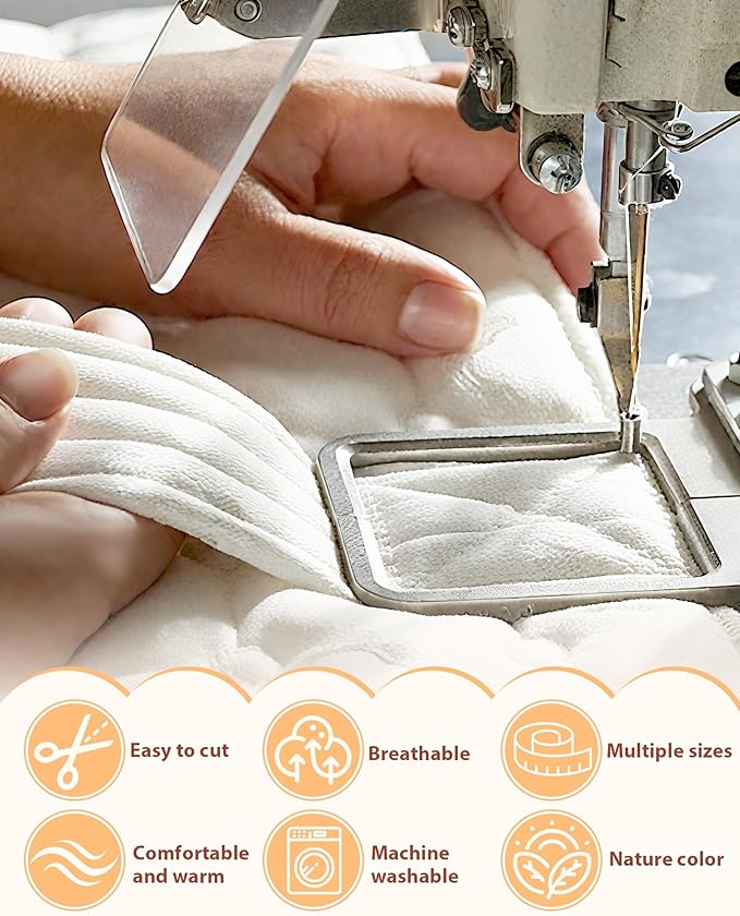 FIVEIZERO 100% Natural Cotton Quilt Batting–47Inchesx2Yards Large Lightweight Batting Fabric,Quilting Batting by The Yard for Sewing,Crafts,Potholders,Backing,Wadding,Twin & King Size Quilt Projects