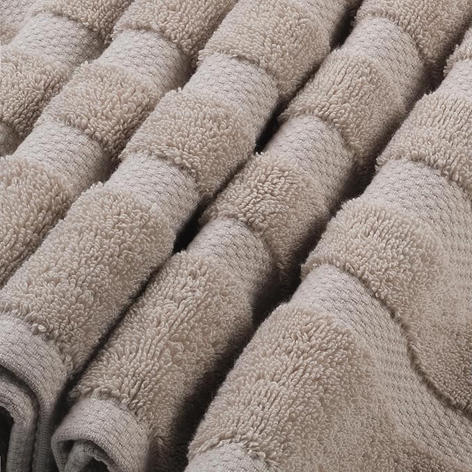 SOFE H&L | Olea Luxury Turkish Cotton Bath Towels Set of 6 : 2 Bath Towels 2 Hand Towels 2 Wash Cloths, Sand | Thick, Premium, Soft, Durable, Absorbent - Hotel Quality Towel Sets for Bathroom