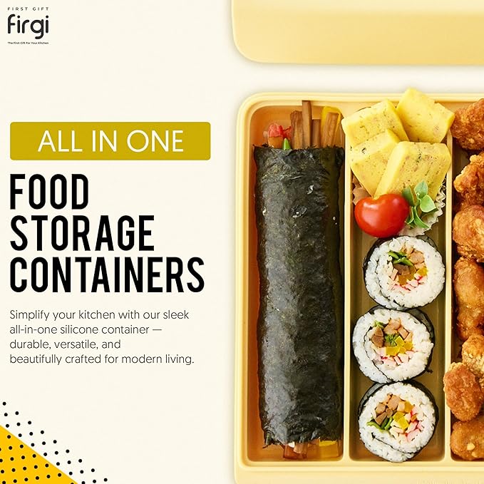 Silicone Baby Food Freezer Tray with Lid Korea - 26oz Stackable Meal Prep Containers for Baby Puree, Homemade Food & Snacks - 4 Compartment Airtight, BPA Free, Microwave Dishwasher Safe - Yellow