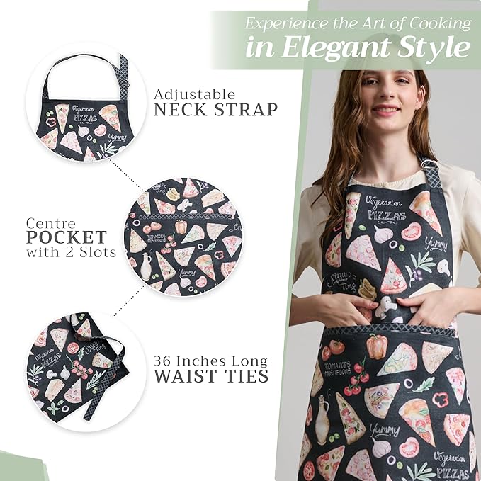 Maison d' Hermine 100% Cotton Apron for women with Pocket Kitchen Chef Apron for Men Cooking Mothers Day Gifts