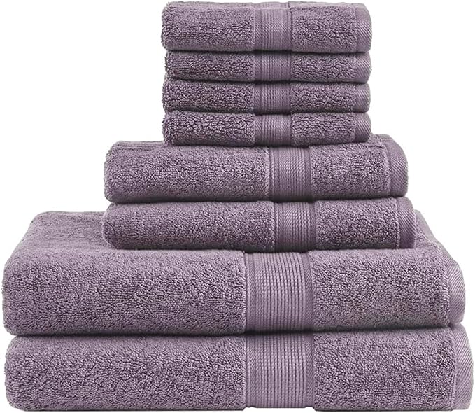 Madison Park 800GSM Bathroom Towel Set of 8 100% Cotton Bath Towel Set for Bathroom Luxurious Highly Absorbent 2 Bath Towels 2 Hand Towels 4 Washcloths Quick Dry Spa Quality Light Purple