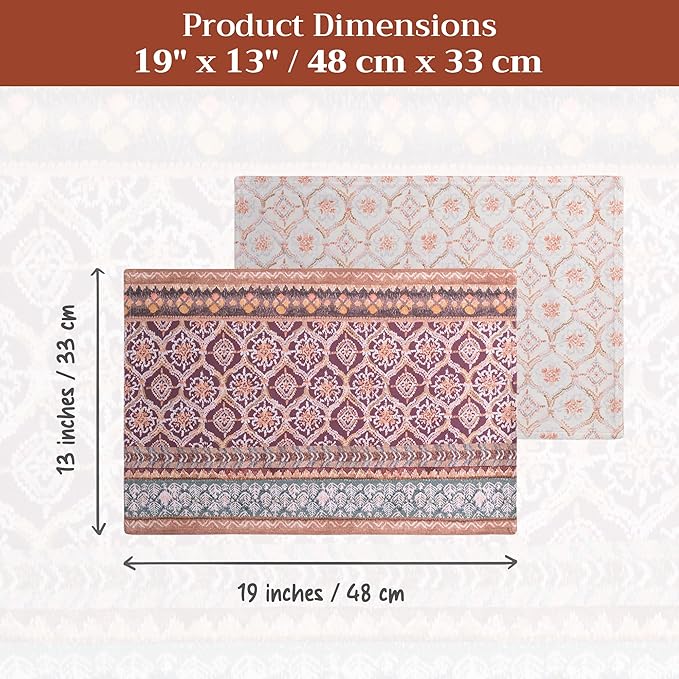 Maison d' Hermine Placemats Set of 4 100% Cotton Washable Cloth Place Mats, Reusable Table Mats for Thanksgiving Christmas Decorations Kitchen Dining Party Wedding Restaurant (Fair Isle, 13" x 19")