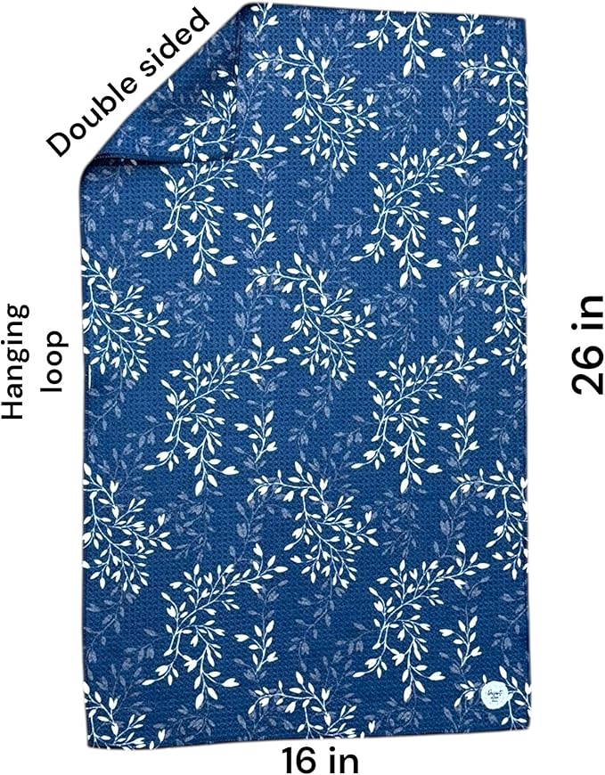 || 3 Pack|| Kitchen Towels || Dish Towels || Tea Towels || Highly Absorbent || Hanging Loop || Dish Cloths || Modern || Designer Prints (Navy/tan)