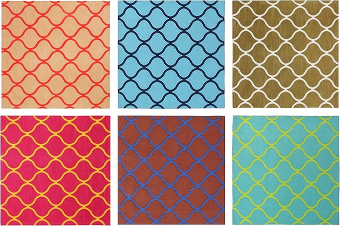 COTTON CRAFT Moroccan Tile Cloth Napkin - Set of 12 Pure Cotton Everyday Spring Summer Party Holiday Dinner Napkin - Soft Washable Reusable Napkin -Bonus Gift Bag –Oversized 20x20 - Multicolor Brights