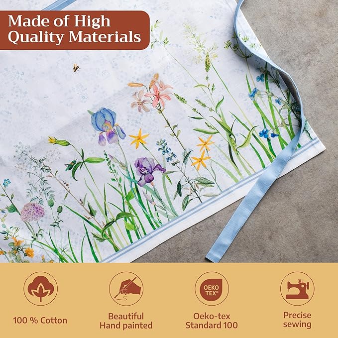 Maison d' Hermine 100% Cotton Apron for women with Pocket Kitchen Chef Apron for Men Cooking Mothers Day Gifts