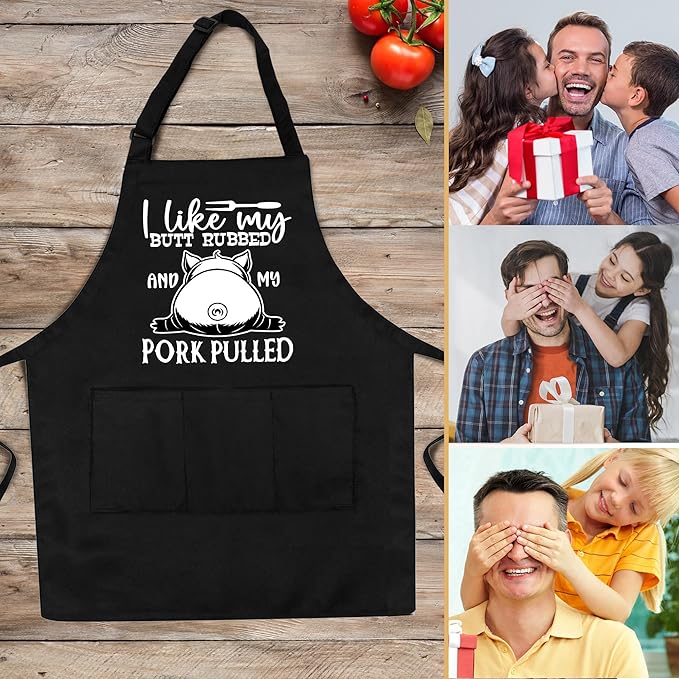 Grilling Aprons for Men,Cnavas Corss Back with Large Pockets Adjustable Chef Aprons, Funny Gifts for Men