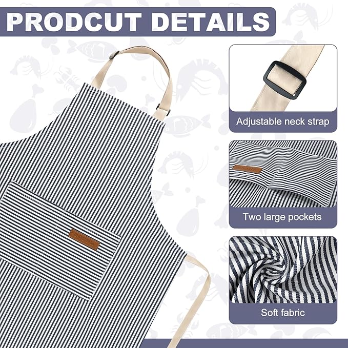 2 Pack Stripes Kids Apron, Kids Cooking Aprons with 2 Pockets, Cute Aprons for Cooking for Boys and Girls