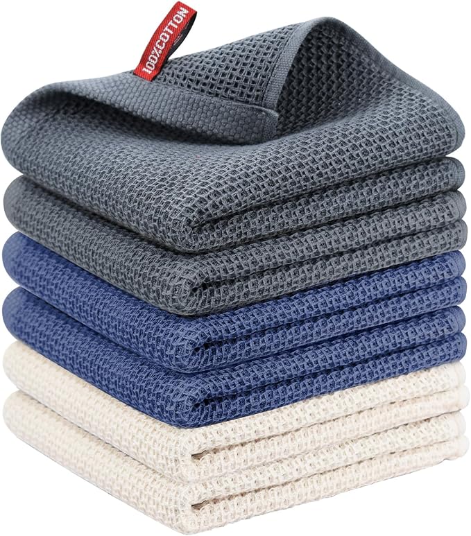 Nialnant 6 Pack Kitchen Towels,Soft Absorbent Quick Drying Dish Cloths,Dish Towels for Drying Dishes,Cleaning Rags-13x28 Inch,Multi Color