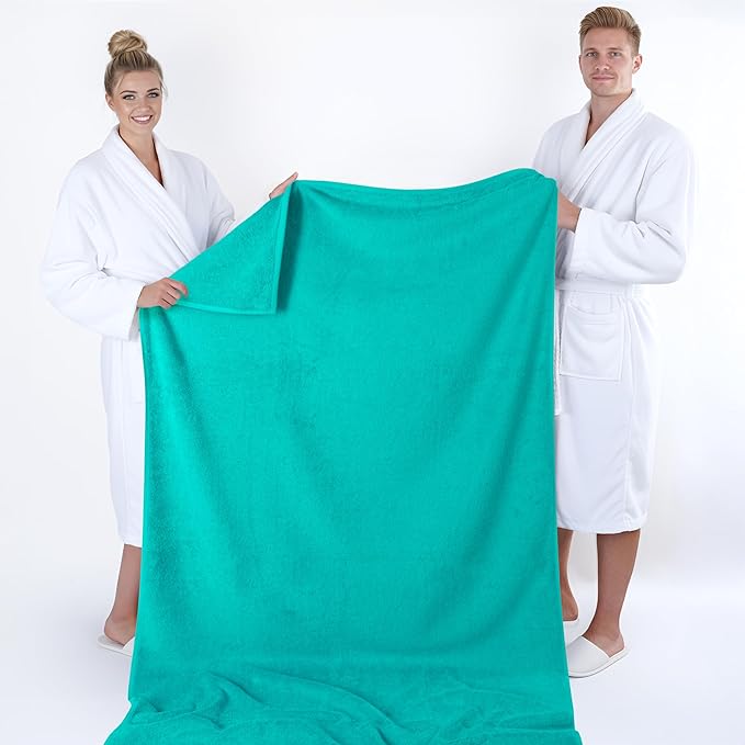 American Soft Linen 100% Cotton 600 GSM Turkish 40x80 Oversized Bath Towel Sheet, Extra Large Adult Towels for Bathroom, Turquoise Bath Sheet