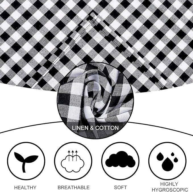 Black and White Checkered Napkins Set of 6, 18 x 18 Inches Buffalo Plaid Cloth Napkins, Halloween Washable Reusable Gingham Cloth Table Dinner Napkins for Wedding, Parties, Dinner Celebration