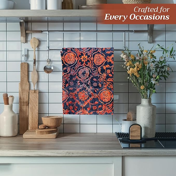 Maison d' Hermine Kitchen Towels Set of 3 100% Cotton 20" x 27.5" Reusable Cloth Tea Dish Towels Absorbent with Hanging Loop for Kitchen Dining Thanksgiving Christmas Decorations (Imperfection)