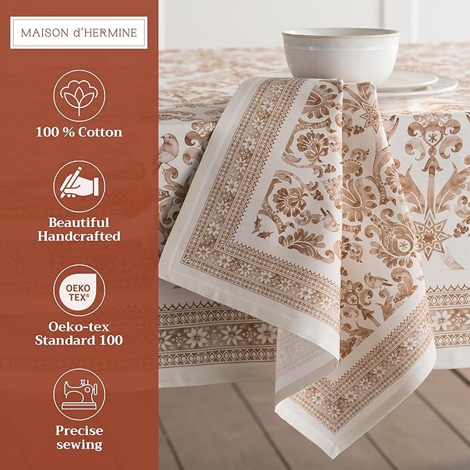 Maison d' Hermine Cloth Napkins Set of 4 100% Cotton for Thanksgiving Christmas Decorations Everyday Reusable Square Fall Napkins Cloth Washable Dinner Party (Allure, 20"x20")