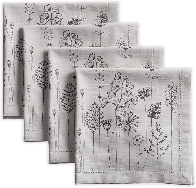 Maison d' Hermine Cloth Napkins Set of 4 100% Cotton Everyday Reusable Square Napkins Cloth Washable Dinner Party Wedding Restaurant Gifts for Mothers Day Spring/Summer (Flore, 20" x 20")