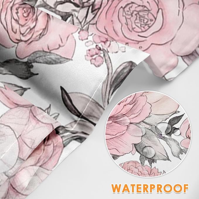 Britimes Apron Home Kitchen Cooking Baking Gardening for Women Men with Pockets Pink Flowers Leaves Watercolor Floral 32x28 inch