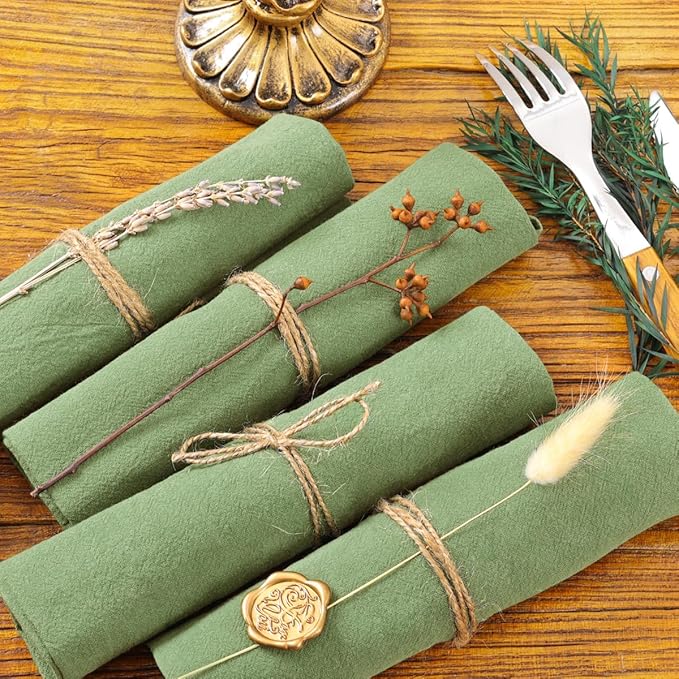 Socomi Cloth Napkins Sage Green Easter Spring Washable Reusable Bulk Linen Cotton Napkins Set of 20 17"x17" for Wedding Party Bridal Baby Shower Birthday Dining Table Decorations