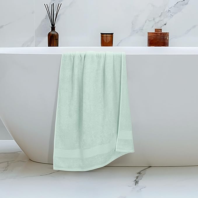 Belizzi Home 4 Pack Bath Towel Set 27x54, 100% Ring Spun Cotton, Ultra Soft Highly Absorbent Machine Washable Hotel Spa Quality Bath Towels for Bathroom, 4 Bath Towels - Sea Green