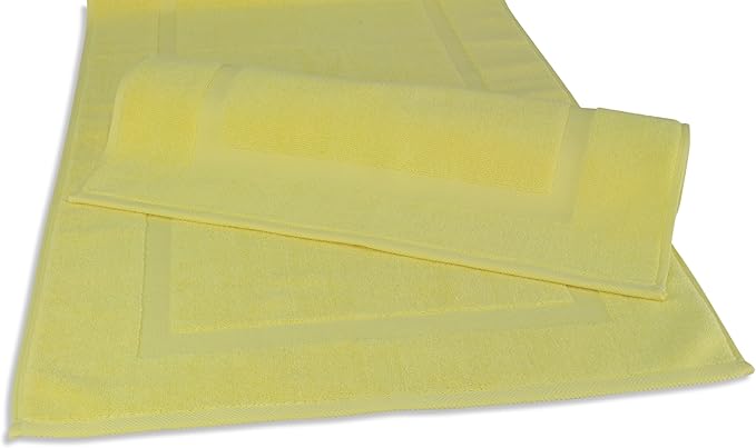 SALBAKOS 100% Turkish Cotton Bath Mat Set 2-Piece - 20x34 inch, Hotel & Spa Collection, Soft, Absorbent, Long Lasting, Durable Bathroom Rugs | Made in Turkey (Yellow, 2 Bath Mats)