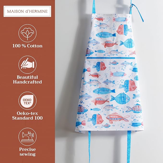 Maison d' Hermine 100% Cotton Apron for women with Pocket Kitchen Chef Apron for Men Cooking Mothers Day Gifts