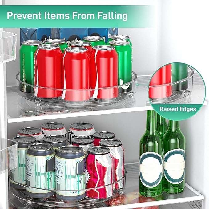 Optish 2 Pack Lazy Susan Organizer, 9.5 Inch, 10.7 Inch Lazy Susan Turntable for Cabinet, Turntable Organizer for Pantry Organizers and Storage, Non-Skid Fridge Organizer