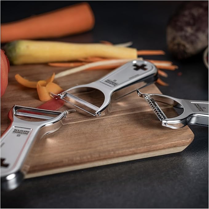 Kuhn Rikon "Swiss Metallic" Piranha Cross Peeler, Silver