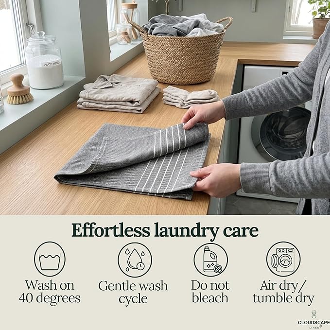 CLOUDSCAPE Kitchen Towels - 6 Pack: Quick-Drying Dish Towel for Kitchen Essentials, 18”x28” Cotton Blended Ribbed Hand Towel with Hanging Loop - Highly Absorbent, Dish Cloths for Washing Dishes -AIG