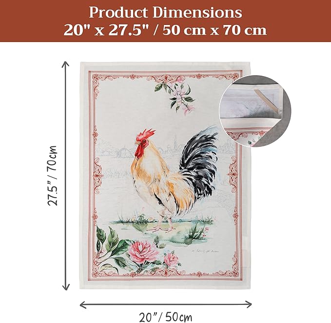 Maison d' Hermine Kitchen Towels Set of 2 100% Cotton 27.50" x 20" Reusable Cloth Tea Dish Towels Absorbent with Hanging Loop for Kitchen, Home, Dining, Cocktail Parties Spring/Summer (Campagne)