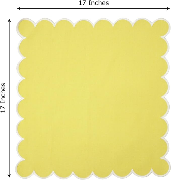 COTTON CRAFT Easter Cloth Napkins - Set of 8 Soft 100% Cotton Assorted Elegant Scalloped Table Napkin - 2 Each in Pink, Aqua, Yellow, Green – Spring Summer Lunch Dinner Serviettes - Multicolor - 17x17