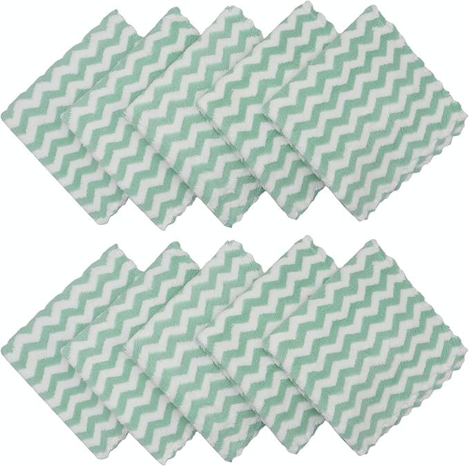 Microfiber Cleaning Cloth Lint Free Cleaning Rags, 10 Pack Fast Drying Dish Rags for Cleaning, Super Absorbent Kitchen Dish Cloths for Wash Dishes,12 in x 12 in (Green)