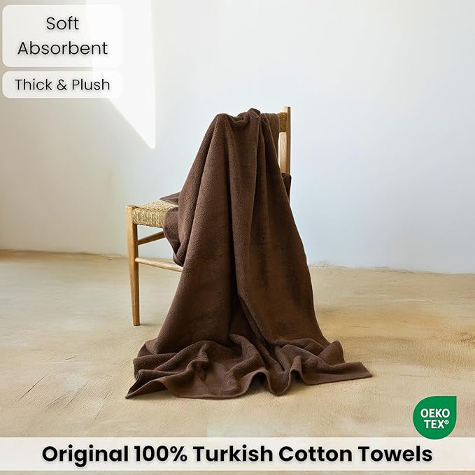 SALBAKOS Luxury 100% Turkish Cotton Bath Sheets 40x80 in Oversized Extra Large Bath Towels Thick Soft Absorbent Turkish Towel for Spa Beach (Pack of 1, Chocolate, Jumbo Bath Sheet)