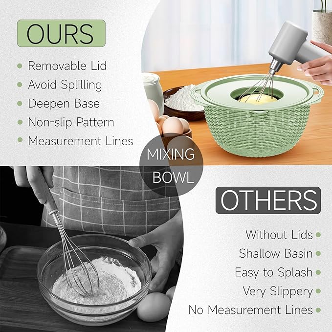 4-1 Strainer with Bowl & Spoons Set - Strainers and Colanders - Colanders for kitchen(Patented) - Pasta Strainer with Upgraded Graters & Spoons for Fruit Veggie Kitchen Essentials, Green
