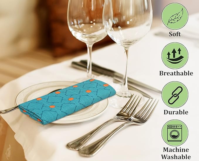 RUVANTI Cloth Napkins Set of 12 Cotton 100%, 18x18 Inches Napkins Cloth Washable, Soft, Absorbent. Cotton Napkins for Parties, Christmas, Thanksgiving, Weddings, Dinner Napkins Cloth - Combo
