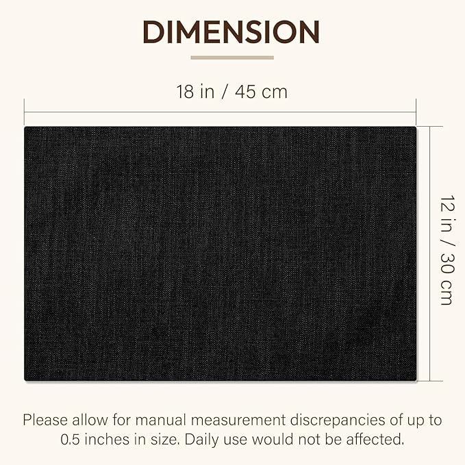 Blue Forest Placemats Set of 6, Dual-Layered Thickened Faux Linen Cloth Place Mats Heat Resistant Machine Washable Wrinkle Free Table Mats Indoor/Outdoor (Cream Beige)